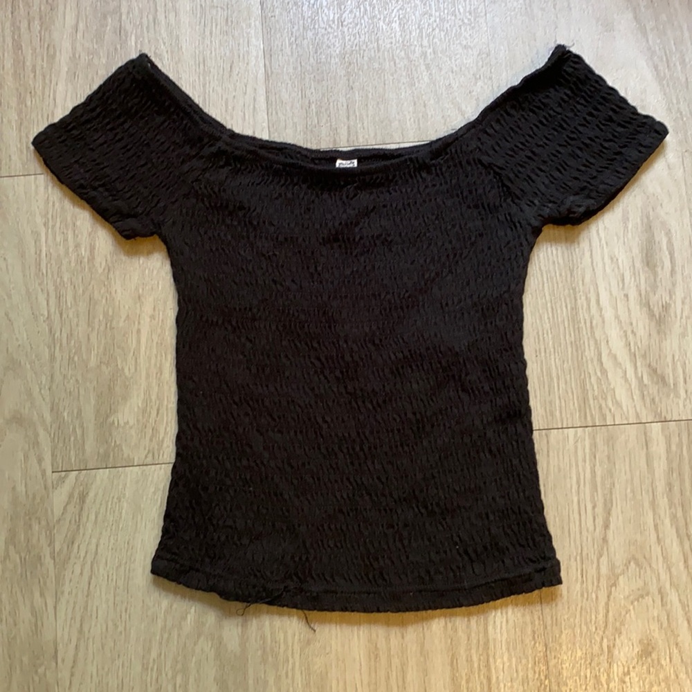 Off the shoulder smocked top